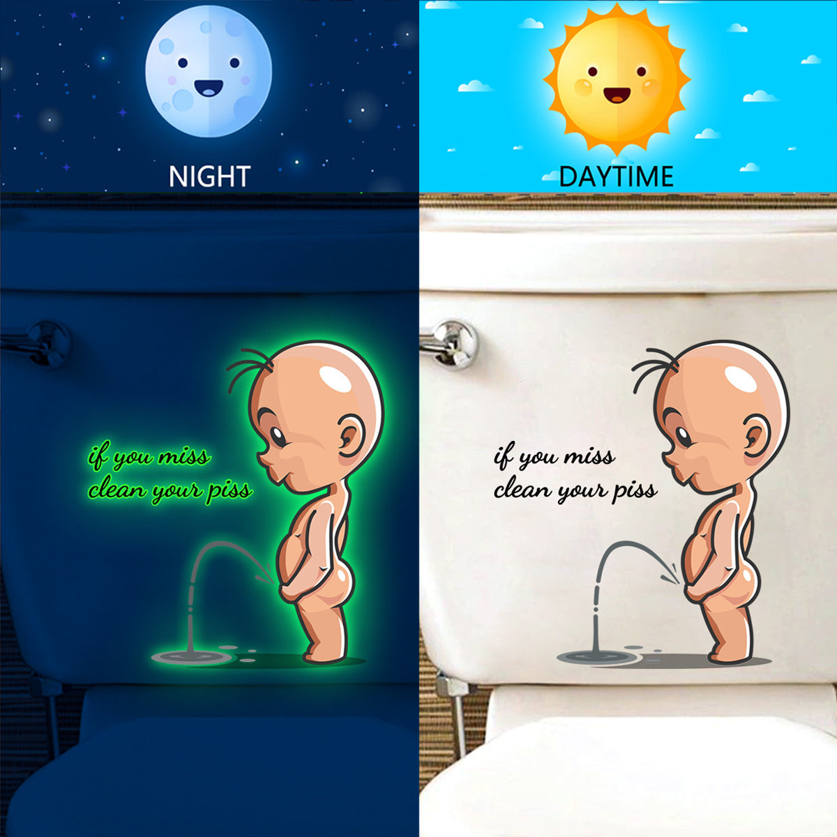Toilet Warning Toilet Creative Self-adhesive And Removable Wall Stickers