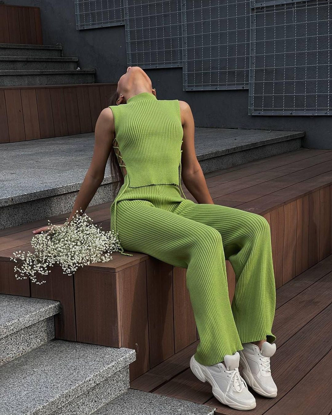 Knitted Woven Vest Pants Fashion Suit Women