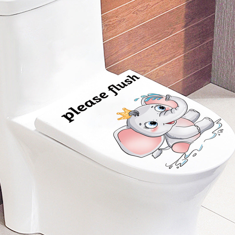 Happy Day Cute Elephant Home Shop Bathroom Toilet Decorative Painting Stickers