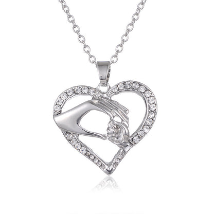 Two-tone Three-color Necklace Simple Heart-shaped Hand Pendant