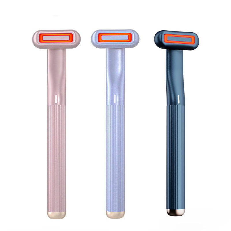 New Upgraded 360 Degrees Rotary Eye Massage Therapeutic Warmth Face Massage Red LED Light 5-in-1 Skincare Tool Wand