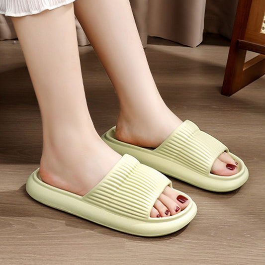 Solid Striped Design Home Slippers Women Men Fashion House Shoes Non-slip Floor Bathroom Slippers For Couple