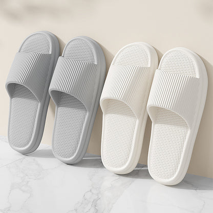 Striped Design Home Slippers For Women Men Soft Anti-slip Floor Bathroom Slippers Solid House Shoes