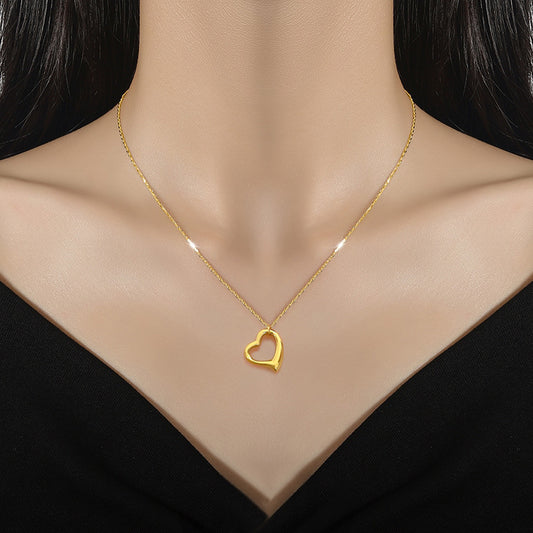 Simple Bracelet Love Heart Furnace Real Gold Cold Necklace Female Ins