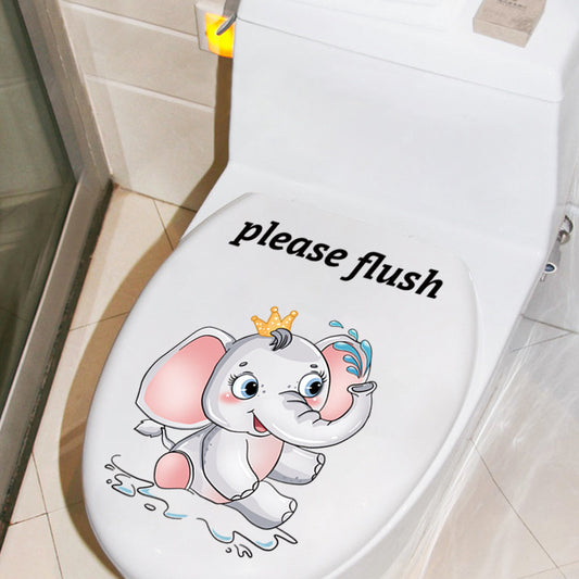 Happy Day Cute Elephant Home Shop Bathroom Toilet Decorative Painting Stickers