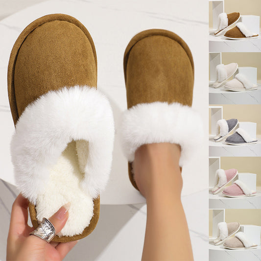 Winter Warm Plush Slippers Home Indoor Non-slip Bedroom Floor Soft Fuzzy Slipper For Couple Fashion Solid House Shoes