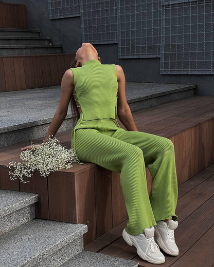 Knitted Woven Vest Pants Fashion Suit Women