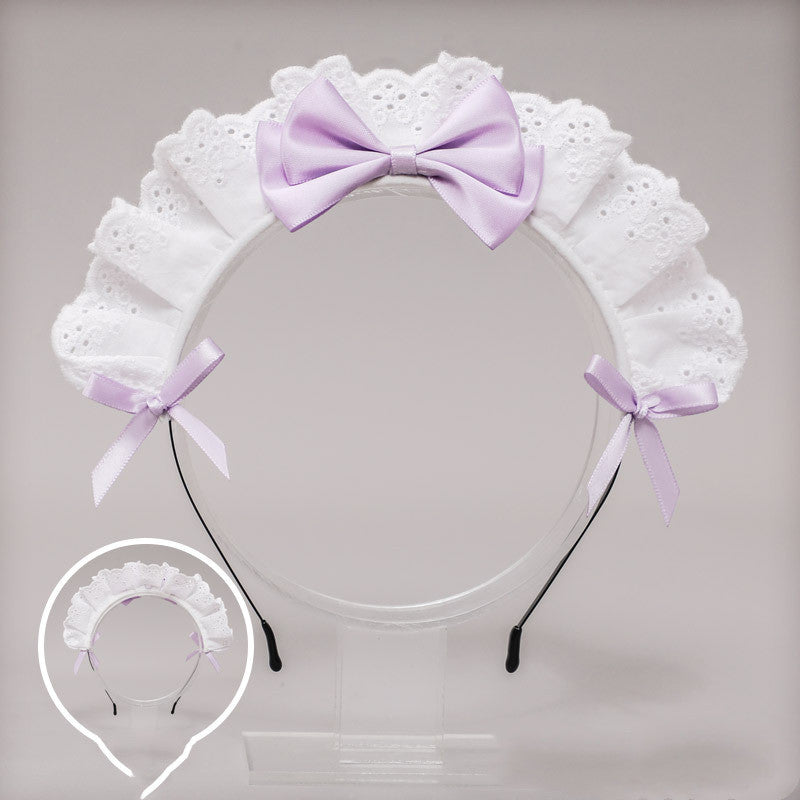 Japanese Lolita Headdress Lolita Hair Accessories Two-dimensional Lace Bow Maid Headband  Anime Decor