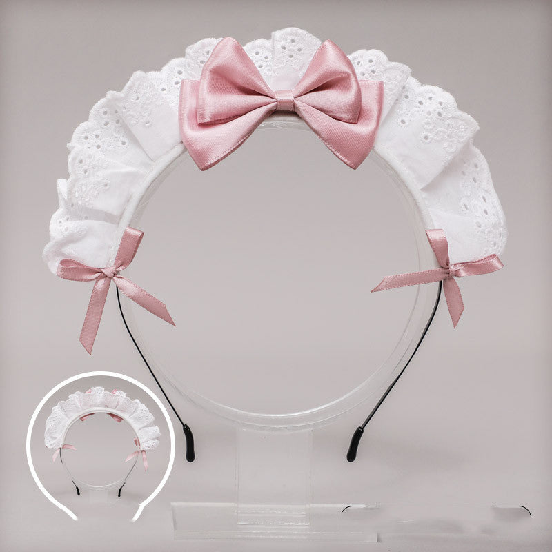 Japanese Lolita Headdress Lolita Hair Accessories Two-dimensional Lace Bow Maid Headband  Anime Decor