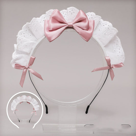 Japanese Lolita Headdress Lolita Hair Accessories Two-dimensional Lace Bow Maid Headband  Anime Decor