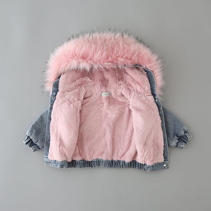 Winter Cashmere Denim Jacket For Children